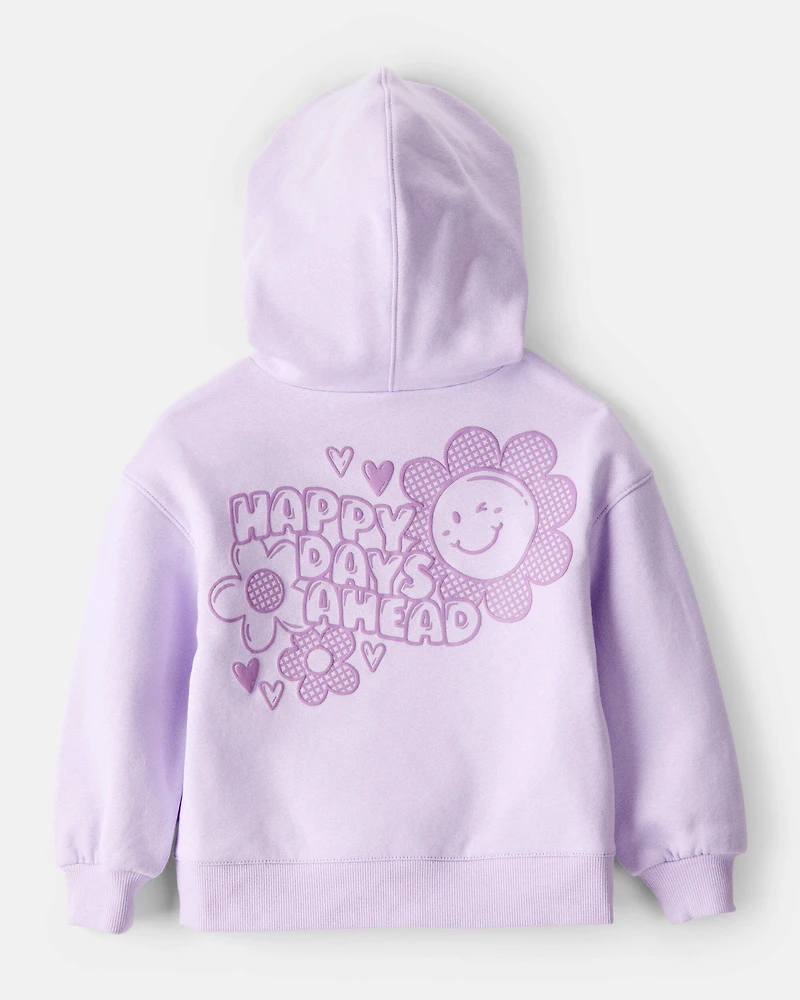 Toddler Girl 2-Piece Flower Graphic Long-Sleeve Hoodie & Pant Set - Purple