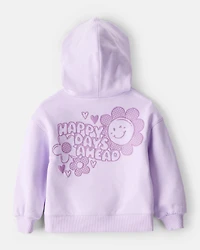 Toddler Girl 2-Piece Flower Graphic Long-Sleeve Hoodie & Pant Set - Purple