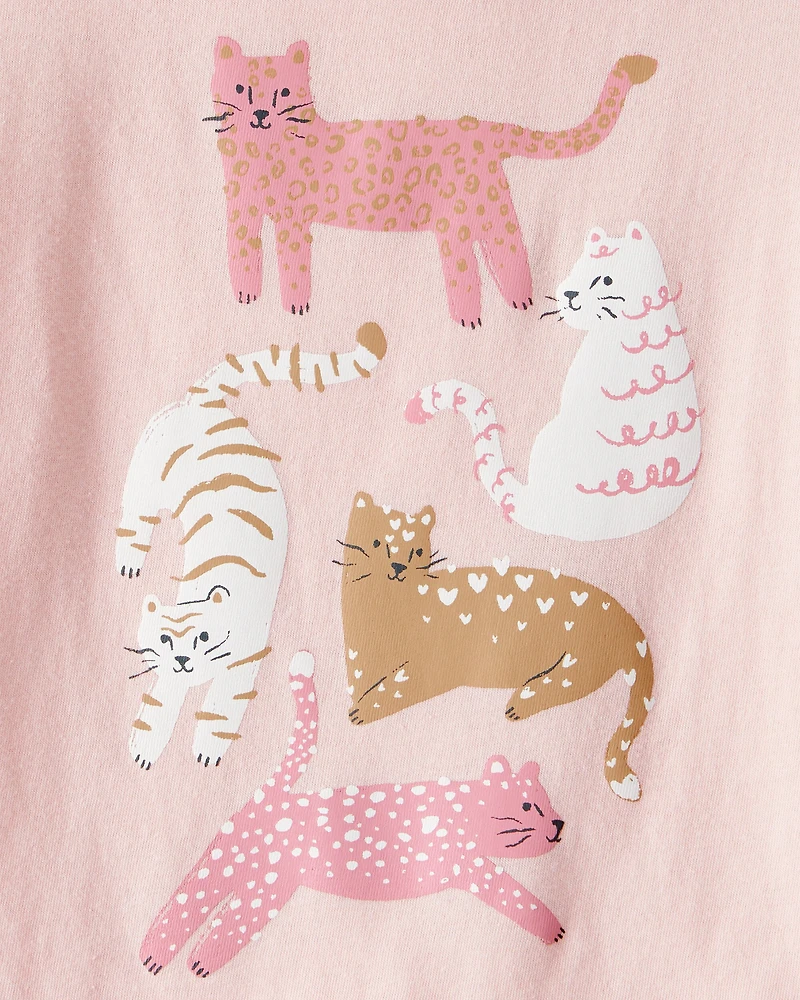 Toddler Girl Cat Short-Sleeve Graphic Tee - Pink