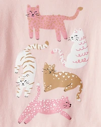 Toddler Girl Cat Short-Sleeve Graphic Tee - Pink