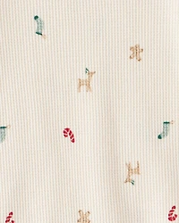 Baby Mini Christmas Cotton Long-Sleeve Snug Fit 2-Piece Pajamas - White