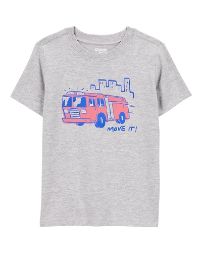 Toddler Firetruck Short-Sleeve Graphic Tee - Grey