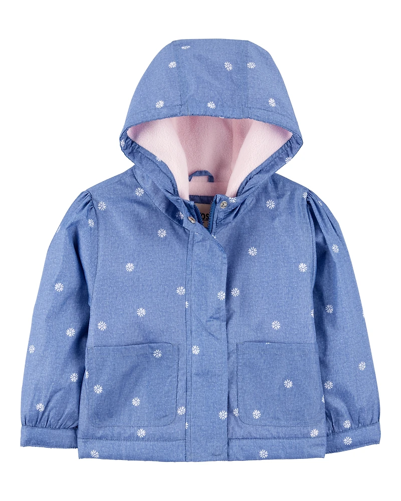 Toddler Girl Daisy-Print Chambray Jacket - Blue