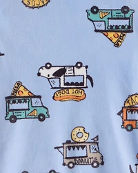 Toddler Boy Truck Print DreamPlush Long-Sleeve Snug Fit 2-Piece Pajamas - Blue