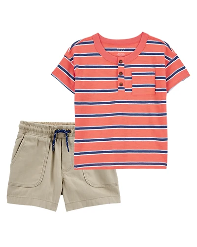 Baby 2-Piece Henley & Shorts Outfit Set
