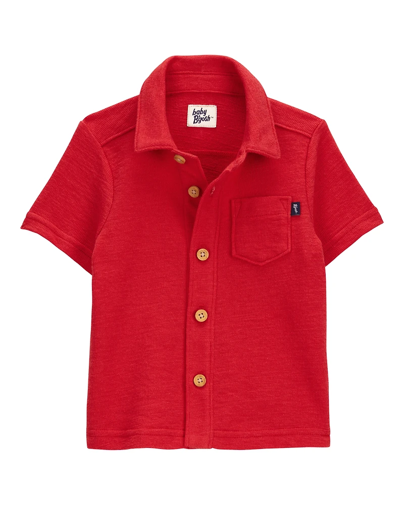 Baby Knit Button-Front Shirt-Red