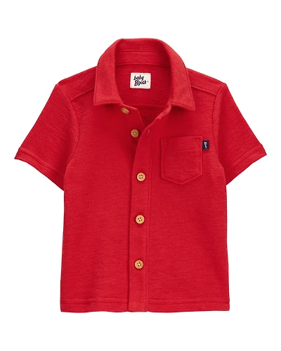 Baby Knit Button-Front Shirt-Red