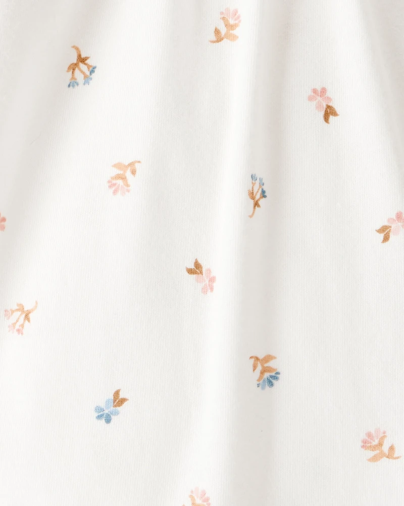 Baby Girl Floral Print Long-Sleeve Fashion Bodysuit - Ivory