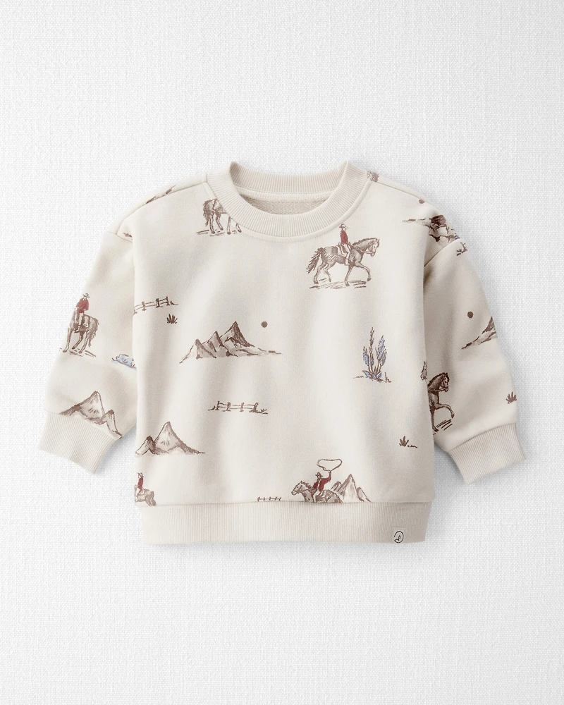 Baby Girl French Terry Sweatshirt Made with Organic Cotton Western Rodeo Print