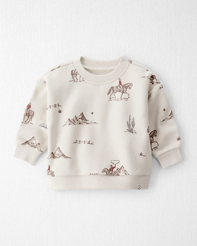 Baby Girl French Terry Sweatshirt Made with Organic Cotton Western Rodeo Print