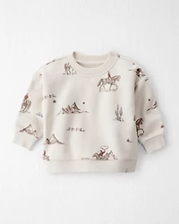 Baby Girl French Terry Sweatshirt Made with Organic Cotton Western Rodeo Print