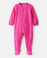 Toddler Girl Bow Loose Fit Long-Sleeve 1-Piece Pajamas - Pink