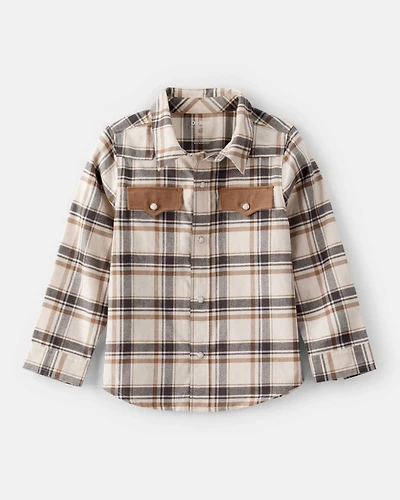 Toddler Boy Western Plaid Cotton Long-Sleeve Button-Down