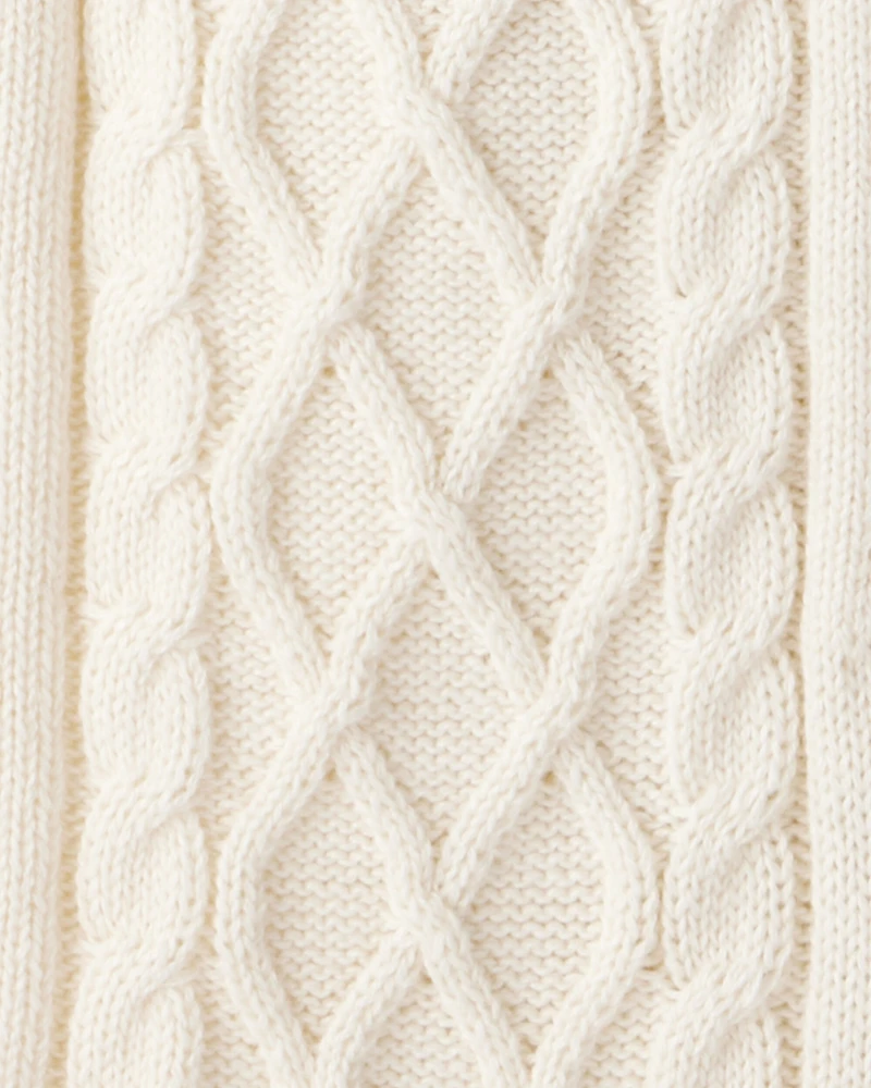 Baby Boy Long-Sleeve Cableknit Jumpsuit - Cream