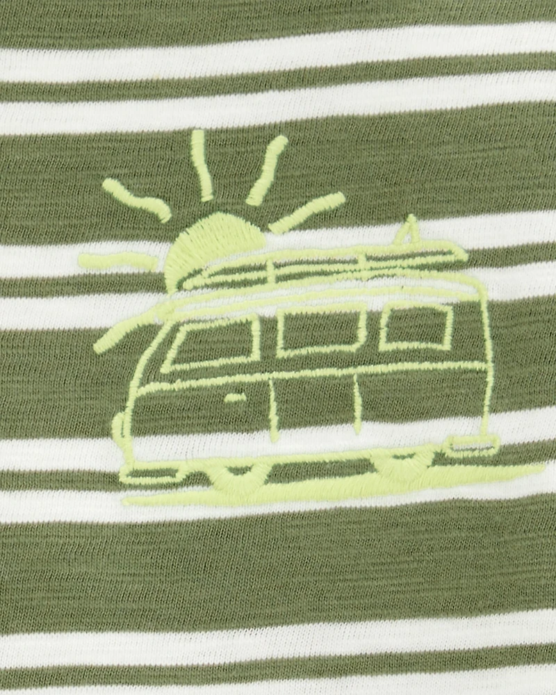 Toddler Sun Striped Cotton Short-Sleeve Tee - Green
