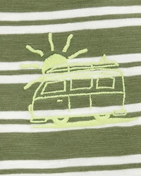 Toddler Sun Striped Cotton Short-Sleeve Tee - Green