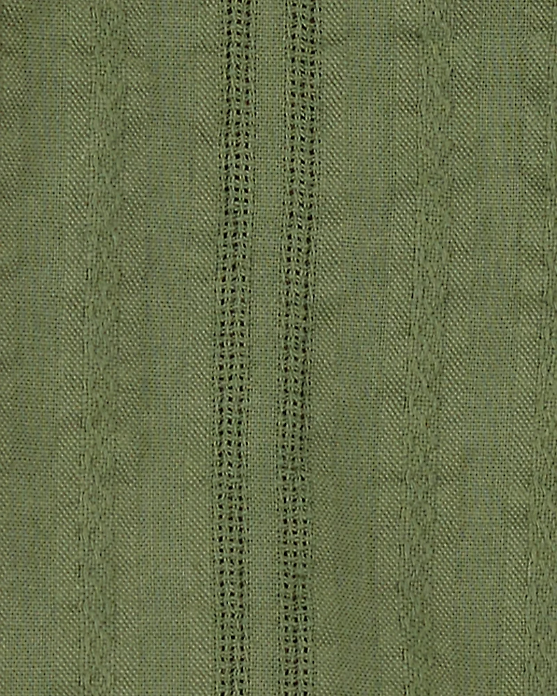 Baby Button-Down Cotton Romper - Green