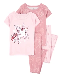Kid 4-Piece Unicorn Cotton Pajamas