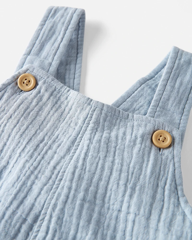 Toddler Organic Cotton Gauze Shortall Blue