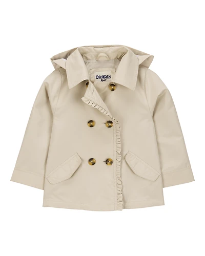 Toddler Ruffle Trench Coat - Khaki