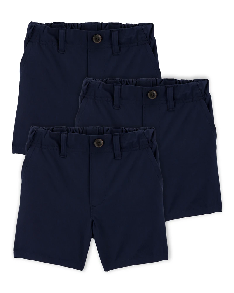 Toddler 3-Pack Active Pull-On Uniform Shorts - Navy