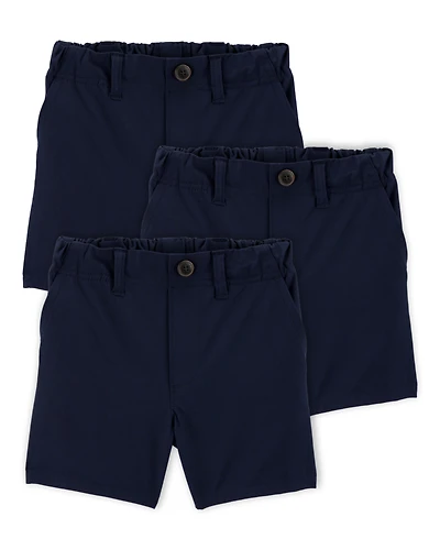 Toddler 3-Pack Active Pull-On Uniform Shorts - Navy