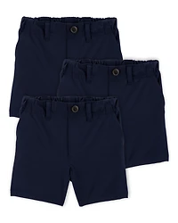 Toddler 3-Pack Active Pull-On Uniform Shorts - Navy