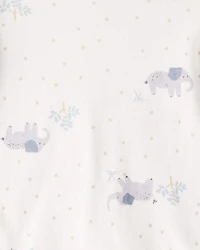 Baby 4-Pack Safari Print Cotton Long-Sleeve Multipack Bodysuits - Ivory/Yellow