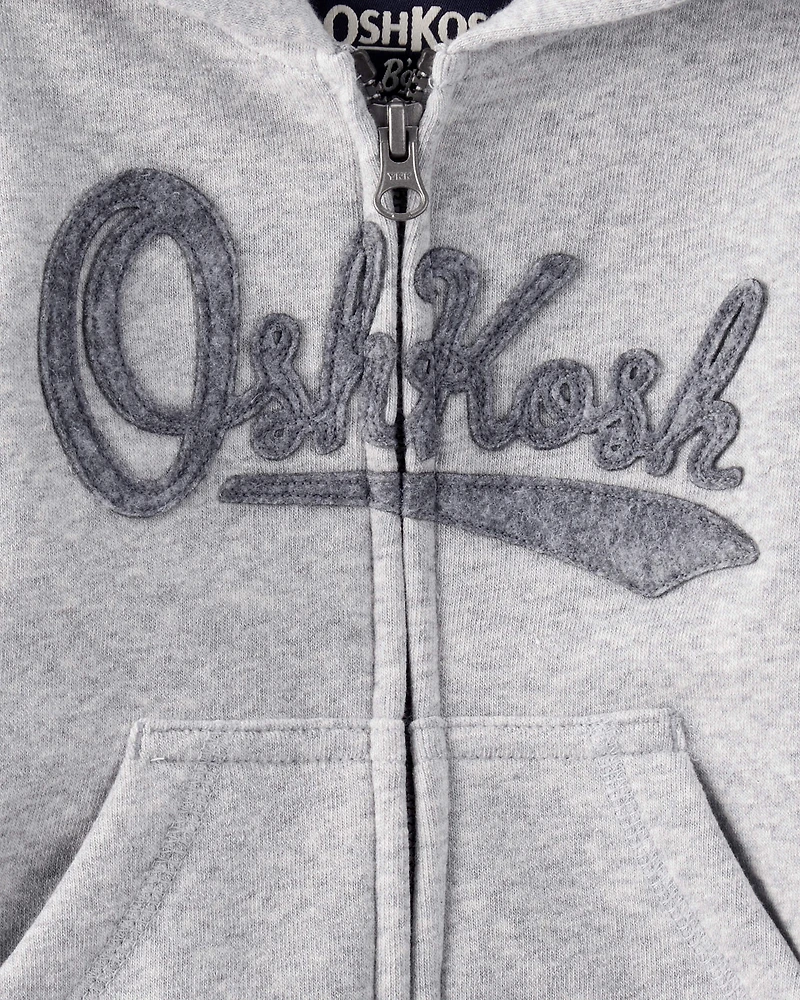 Baby Boy Fleece Hooded Zip-Up Jacket - Grey