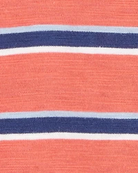 Toddler Striped Cotton Short-Sleeve Henley - Orange