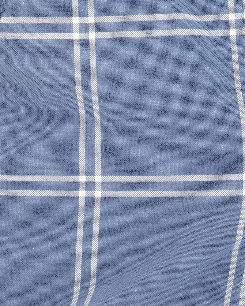 Baby Boy Plaid Shortalls - Blue
