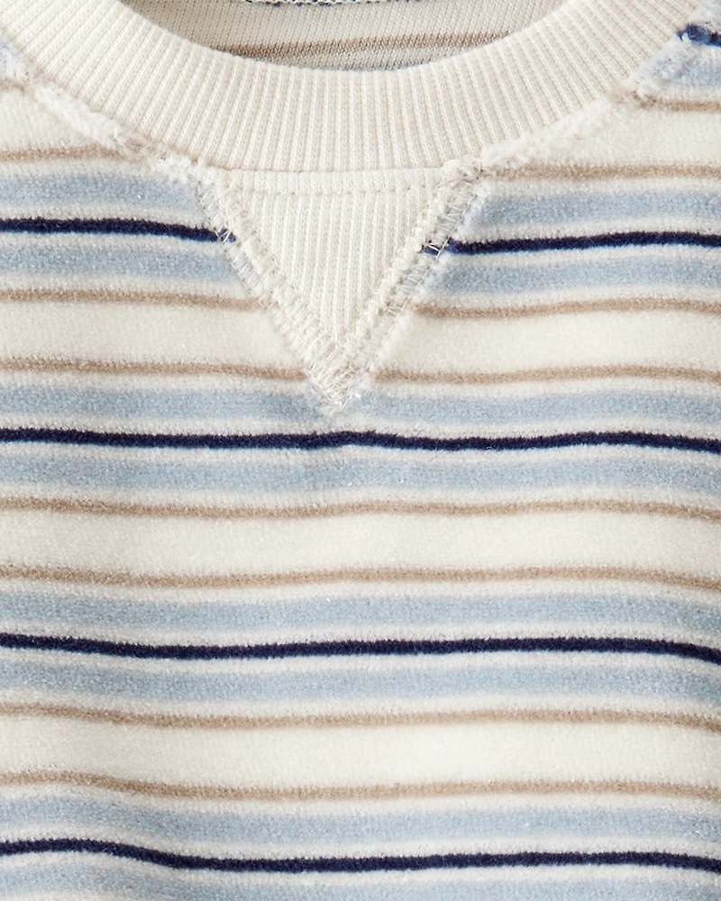 Baby 2-Piece Organic Cotton Velour Set in Stripes