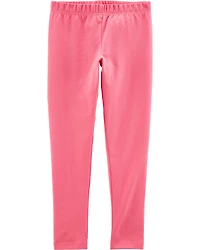 Girls Cotton Stretch Leggings - Pink