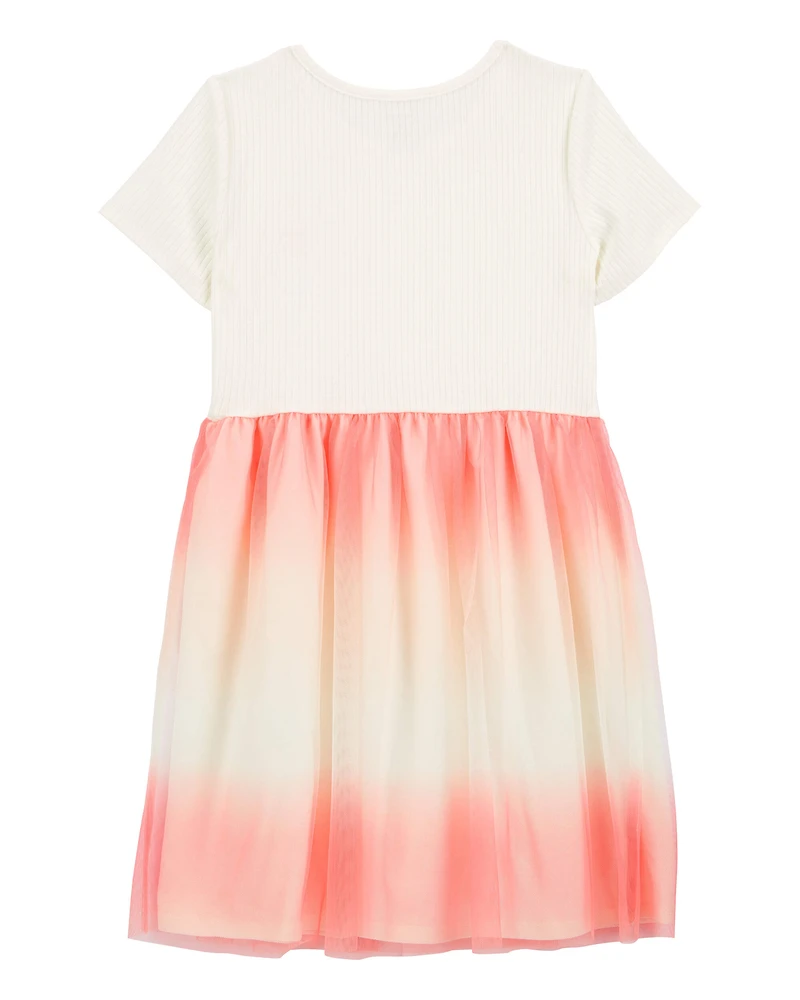 Kid Ombre Short-Sleeve Tutu Dress - Pink