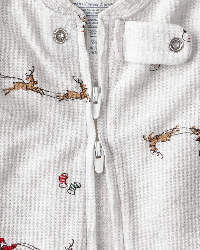 Baby Santa Sleigh PurelySoft Snug Fit 1-Piece Pajamas - Grey