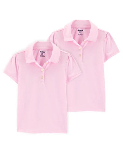 Toddler 2-Pack Pique Uniform Polo Shirts - Pink