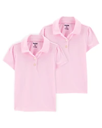 Toddler 2-Pack Pique Uniform Polo Shirts - Pink