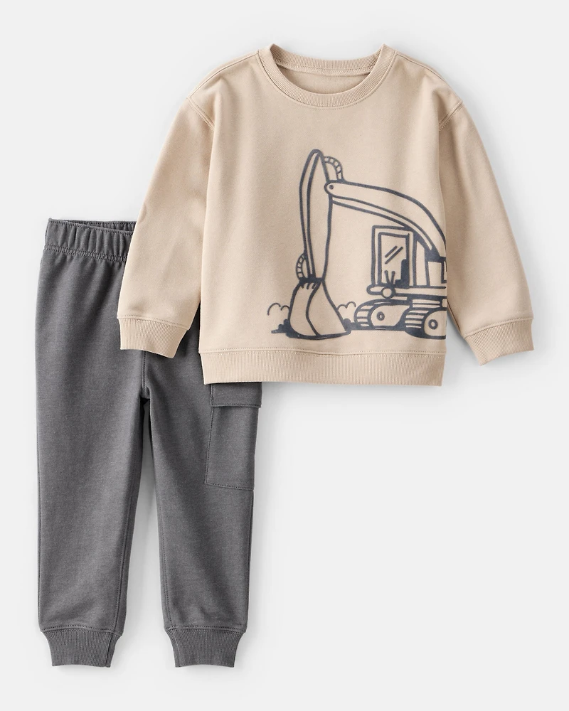 Toddler Boy 2-Piece Construction Long-Sleeve Tee & Pant Set
