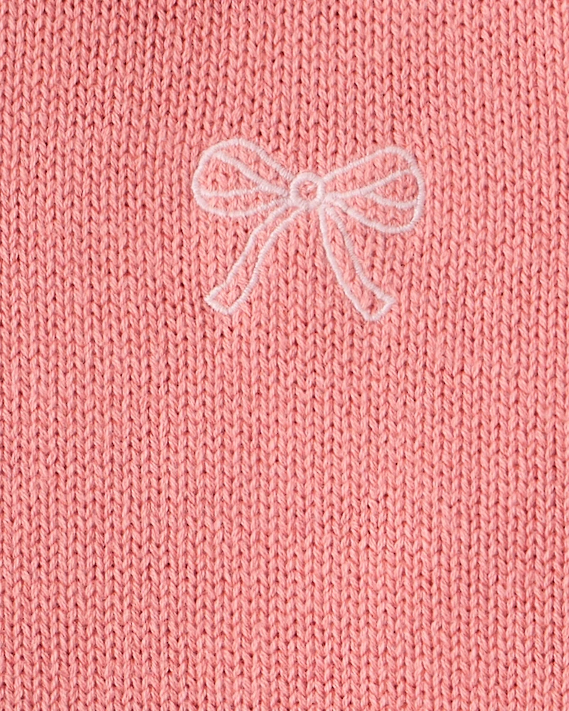 Toddler Girl Bow Cotton Long-Sleeve Sweater - Pink