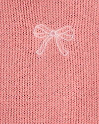 Toddler Girl Bow Cotton Long-Sleeve Sweater - Pink