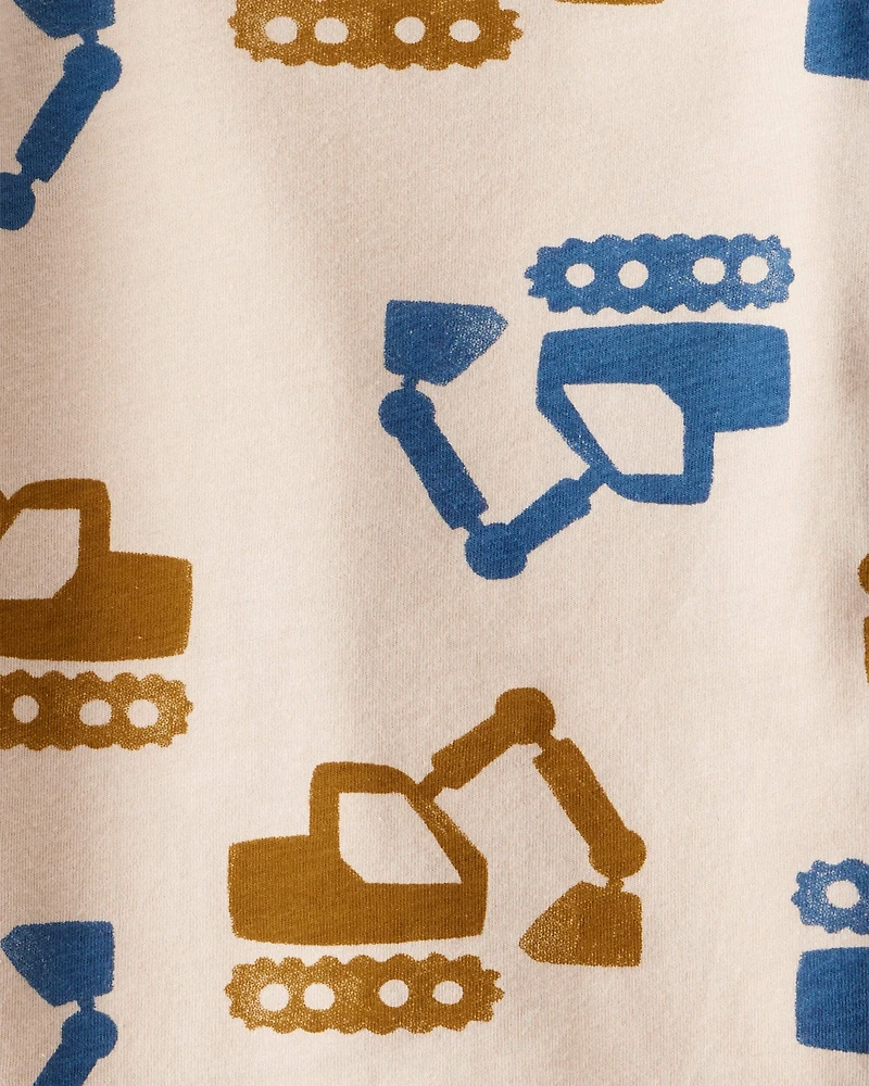 Baby Boy Construction Print Long-Sleeve Graphic Tee - Beige