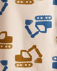 Baby Boy Construction Print Long-Sleeve Graphic Tee - Beige