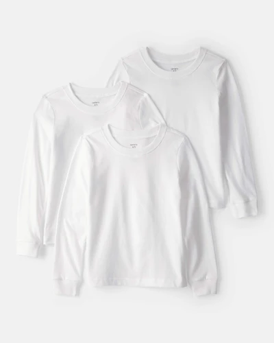 Boys 3-Pack Long-Sleeve Undershirts - White
