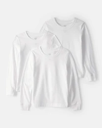 Boys 3-Pack Long-Sleeve Undershirts - White