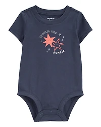 Baby Sparkle Like Auntie Short-Sleeve Bodysuit - Gray