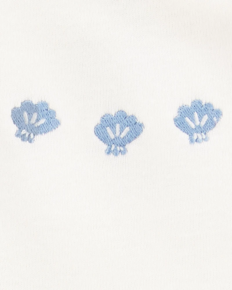 Baby Girl 3-Piece Shell Print Outfit Set - Blue/White