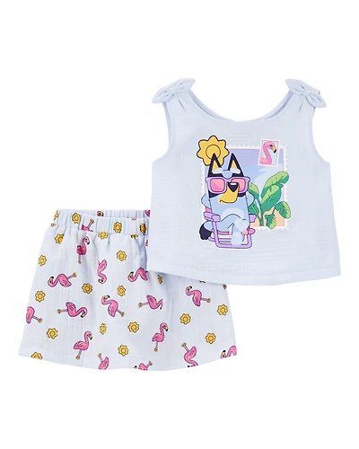 Toddler Girl 2-Piece Bluey Tank Top & Short Set - Blue