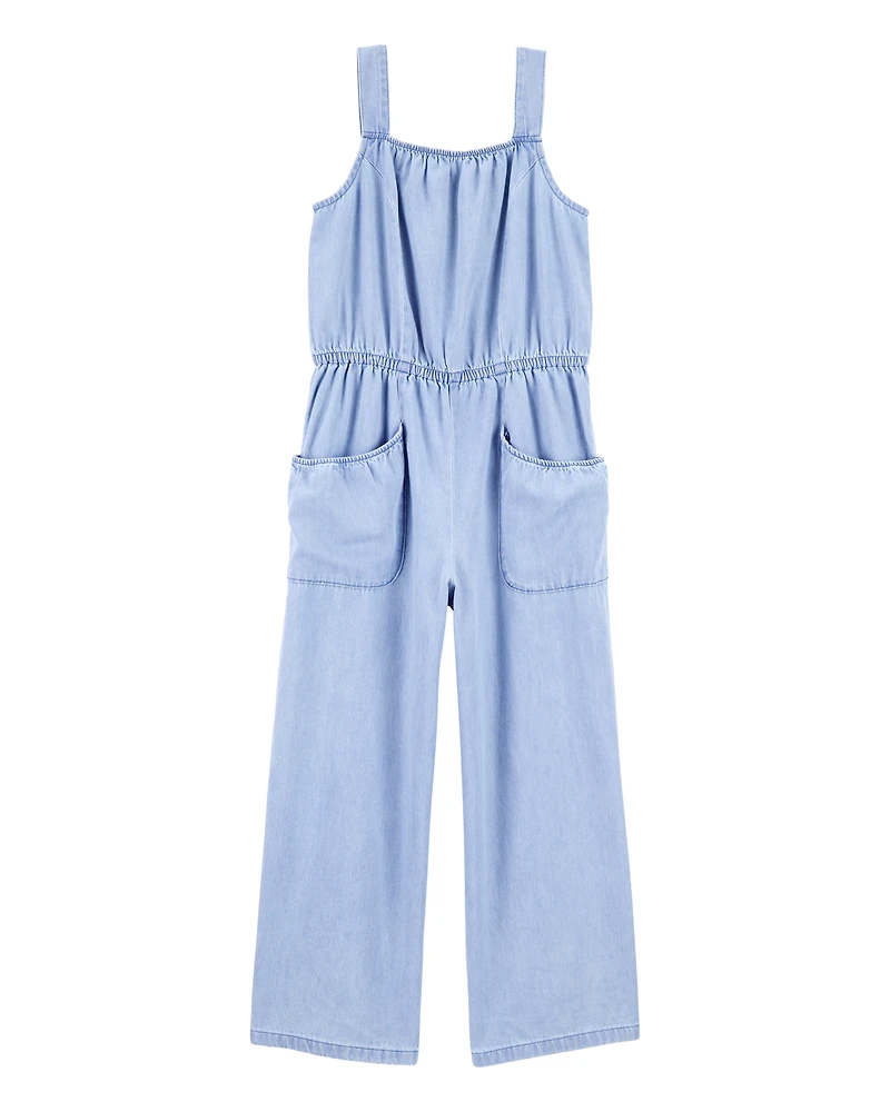 Girls Iconic Denim Jumpsuit - Blue