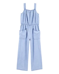 Girls Iconic Denim Jumpsuit - Blue
