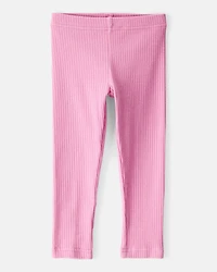 Toddler Girl Cotton Rib Pull-On Stretch Leggings - Purple
